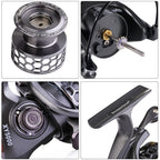 Sougayilang Fishing Reel 13+1BB Light Weight Ultra Smooth Aluminum Spinning Fishing Reel with Free Spare Graphite Spool