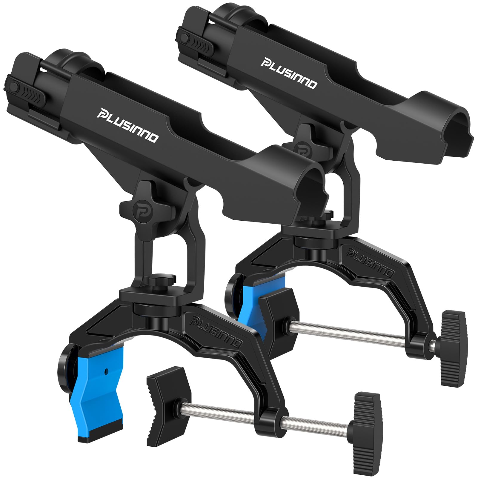 PLUSINNO 1/2/4 Pack Fishing Rod Holders for Boat, Fishing Rod Holder with Enlarge Clamp, Innovative Dual-V Shaped Design, Fit Round/Square Tube Boat Fishing, Fishing Gear, Fishing Gifts for Men