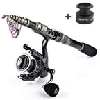 Sougayilang Fishing Rod Reel Combo with Telescopic Fishing Pole Spinning Reel Carrier Bag for Travel Saltwater Freshwater Fishing