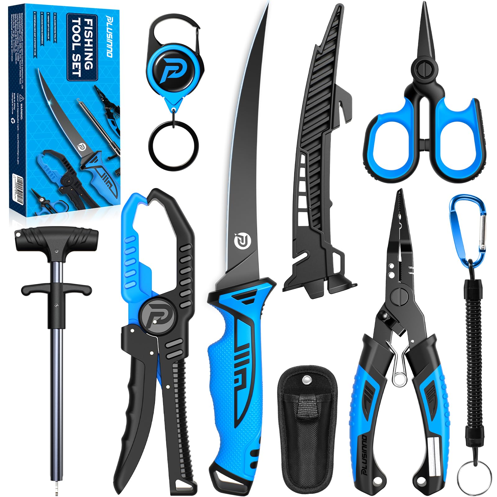 PLUSINNO Fishing Gear, Fishing Tools, Fishing Accessories, Corrosion Resistant Fishing Pliers Kit, Fishing Knife, Floating Fish Lip Gripper Fishing Gifts for Men, Gifts for Fishermen
