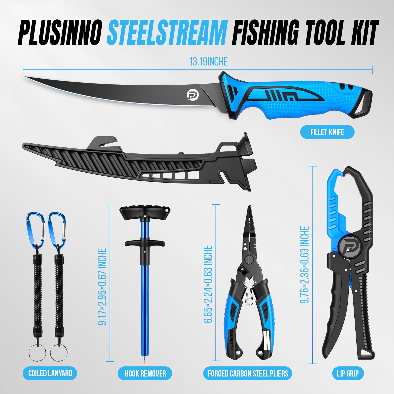 PLUSINNO Fishing Gear, Fishing Tools, Fishing Accessories, Corrosion Resistant Fishing Pliers Kit, Fishing Knife, Floating Fish Lip Gripper Fishing Gifts for Men, Gifts for Fishermen