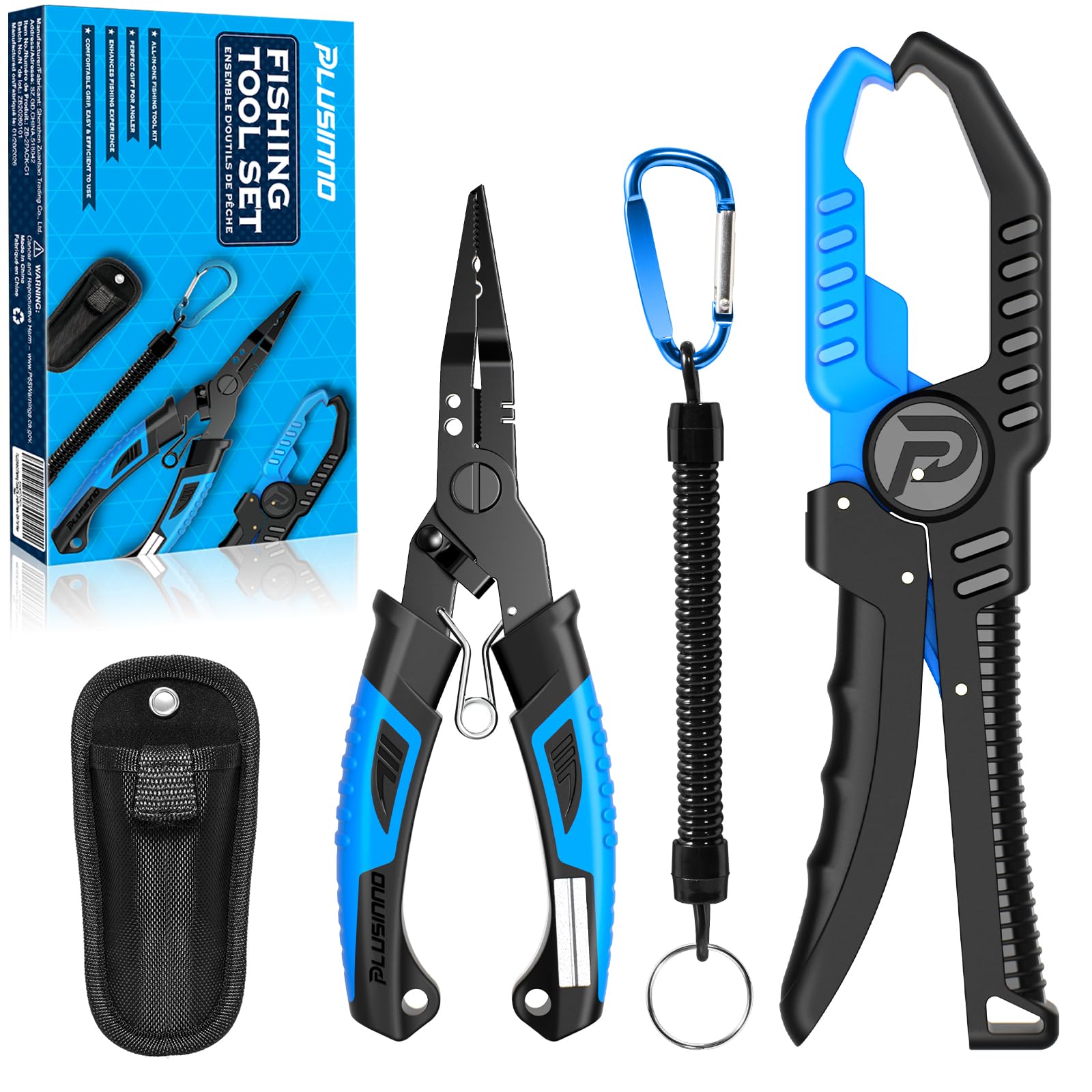 PLUSINNO Fishing Gear, Fishing Tools, Fishing Accessories, Corrosion Resistant Fishing Pliers Kit, Fishing Knife, Floating Fish Lip Gripper Fishing Gifts for Men, Gifts for Fishermen
