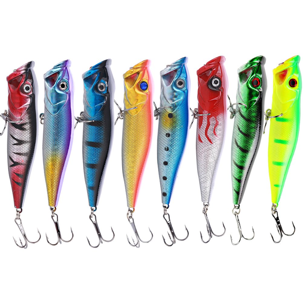 Sougayilang Fishing Lures Large Hard Bait Minnow VIB Lure with Treble Hook Life-Like Swimbait Fishing Bait Popper Crankbait Vibe Sinking Lure for Bass Trout Walleye Redfish