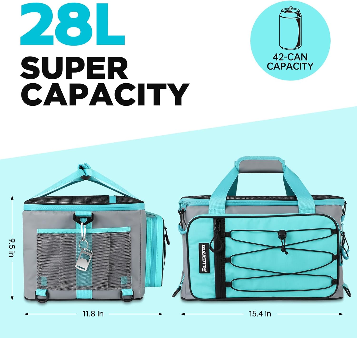PLUSINNO Paddle Board Cooler, Waterproof SUP Cooler Durable PVC Material, Paddle Board Bag with TPU Zipper, 12-Pocket Fits 42 Cans, Paddle Board Accessories for Beach, Camping, Kayaking