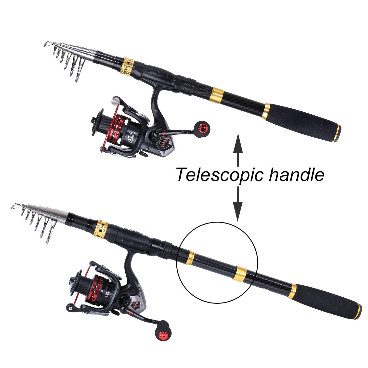 Sougayilang Fishing Rod Reel Combo with Telescopic Fishing Pole Spinning Reel Carrier Bag for Travel Saltwater Freshwater Fishing