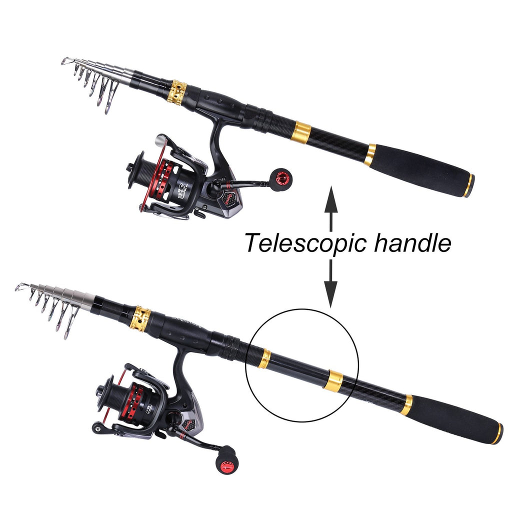 Sougayilang Fishing Rod Reel Combo with Telescopic Fishing Pole Spinning Reel Carrier Bag for Travel Saltwater Freshwater Fishing