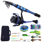 Sougayilang Fishing Rod and Reel Set Carbon Fiber Telescopic Fishing Rod 12+1BB Spinning Reel with Carry Case for Saltwater Freshwater