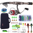 Sougayilang Fishing Rod and Reel Set Carbon Fiber Telescopic Fishing Rod 12+1BB Spinning Reel with Carry Case for Saltwater Freshwater