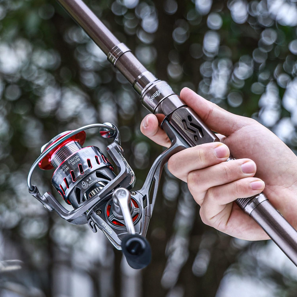 Sougayilang Fishing Rod and Reel Set Carbon Fiber Telescopic Fishing Rod 12+1BB Spinning Reel with Carry Case for Saltwater Freshwater