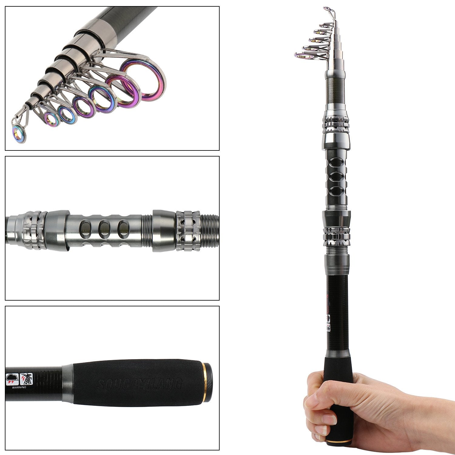Sougayilang Fishing Rod Reel Combo with Telescopic Fishing Pole Spinning Reel Carrier Bag for Travel Saltwater Freshwater Fishing
