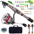 Sougayilang Fishing Rod and Reel Set Carbon Fiber Telescopic Fishing Rod 12+1BB Spinning Reel with Carry Case for Saltwater Freshwater