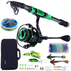 Sougayilang Fishing Rod and Reel Set Carbon Fiber Telescopic Fishing Rod 12+1BB Spinning Reel with Carry Case for Saltwater Freshwater