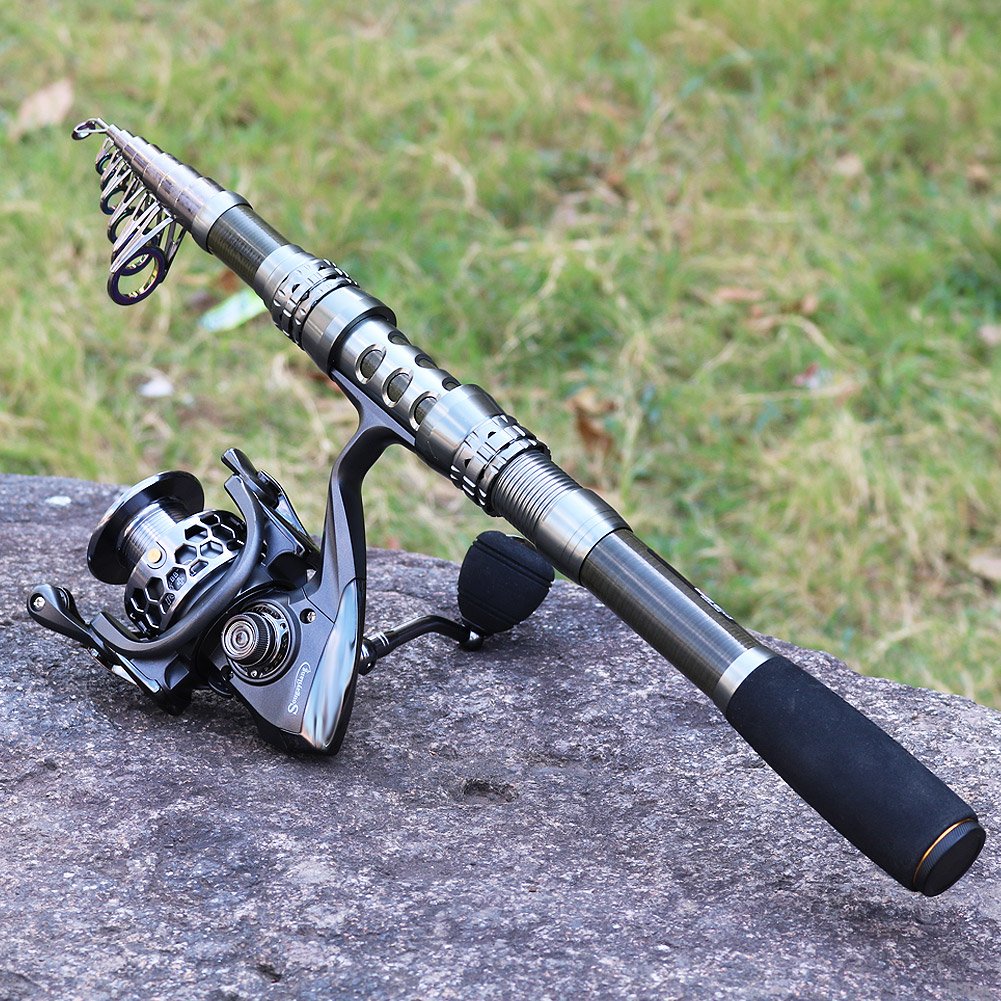 Sougayilang Telescopic Fishing Rod Reel Combos with Carbon Fiber Fishing Pole Spinning Reels and Fishing Accessories