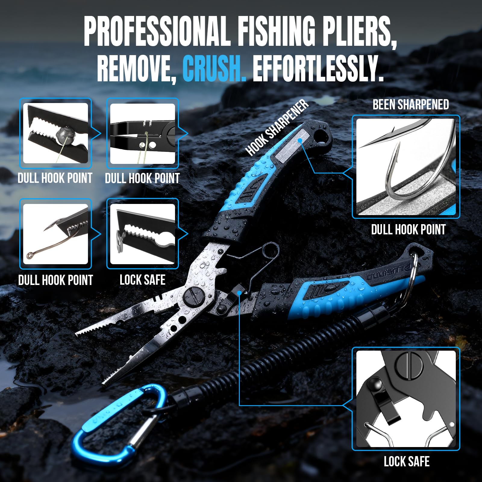 PLUSINNO Fishing Gear, Fishing Tools, Fishing Accessories, Corrosion Resistant Fishing Pliers Kit, Fishing Knife, Floating Fish Lip Gripper Fishing Gifts for Men, Gifts for Fishermen