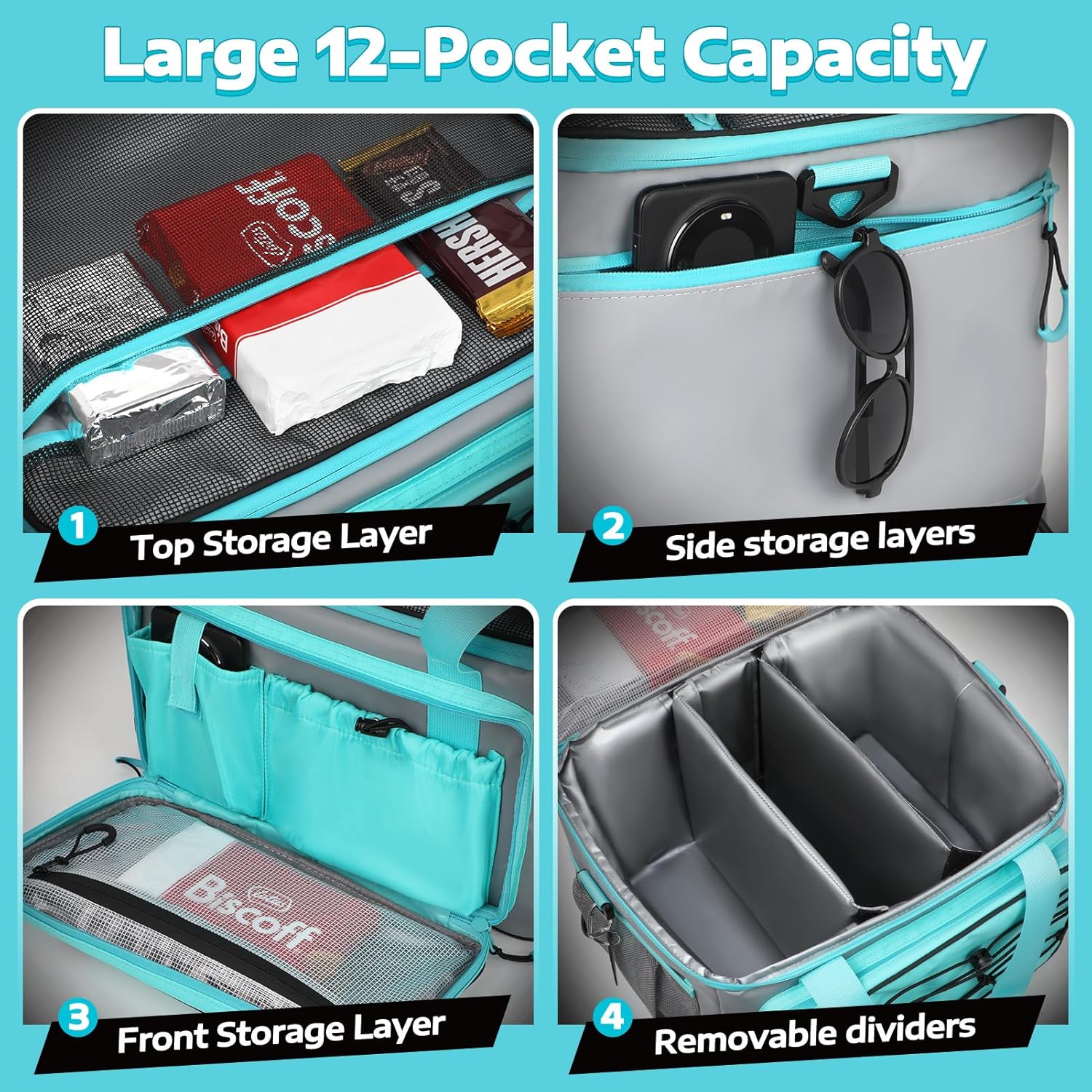 PLUSINNO Paddle Board Cooler, Waterproof SUP Cooler Durable PVC Material, Paddle Board Bag with TPU Zipper, 12-Pocket Fits 42 Cans, Paddle Board Accessories for Beach, Camping, Kayaking