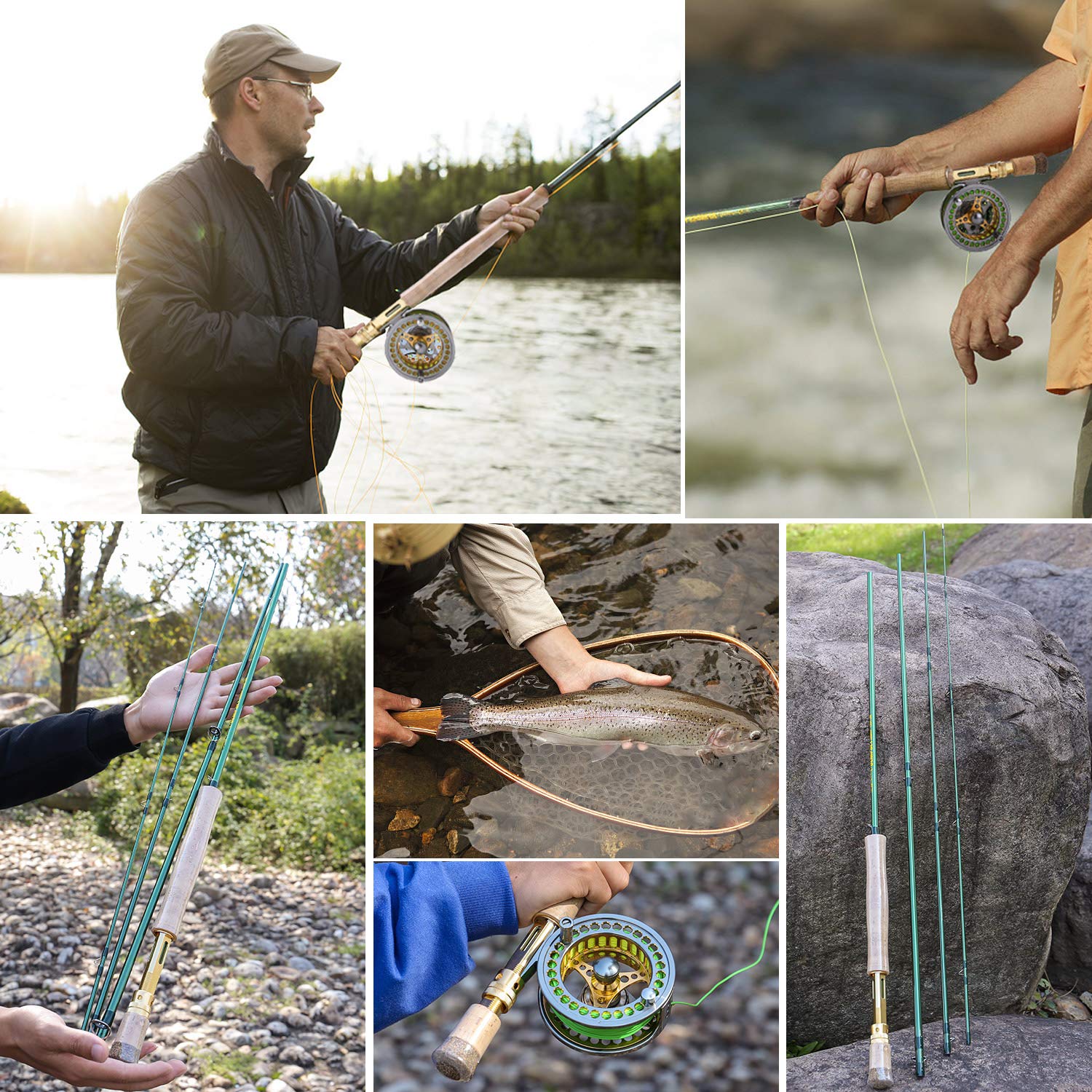 Sougayilang Fly Fishing Rod Reel Combos with Lightweight Portable Fly Rod and CNC-machined Aluminum Alloy Fly Reel,Fly Fishing Complete Starter Package
