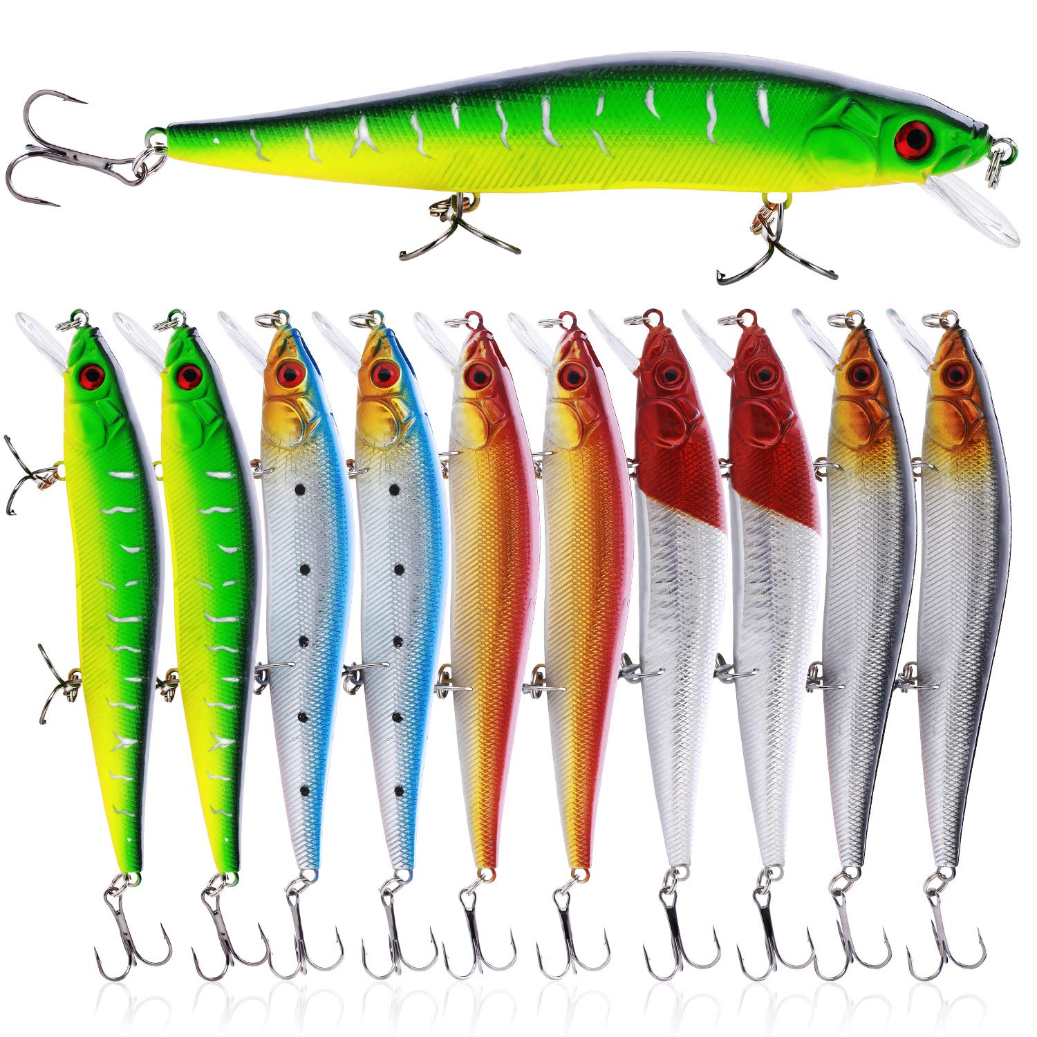 Sougayilang Fishing Lures Large Hard Bait Minnow VIB Lure with Treble Hook Life-Like Swimbait Fishing Bait Popper Crankbait Vibe Sinking Lure for Bass Trout Walleye Redfish