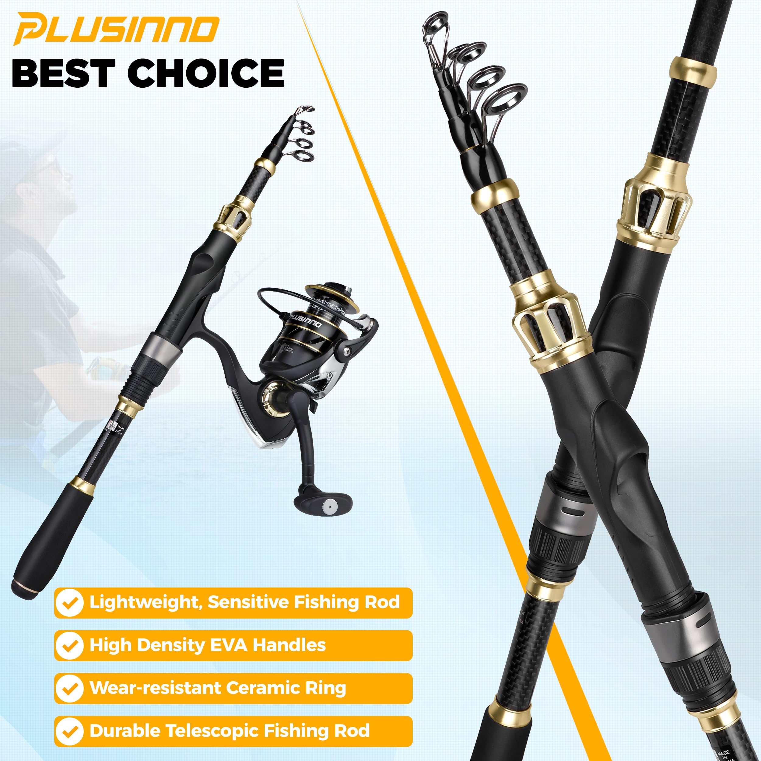 PLUSINNO Fishing Backpack with Tackle Boxes, Waterproof Fishing Sling Tackle Bag For Fishing Gear With Rod Holder, Fishing Gifts for Men With Fishing lures, Fishing pliers.